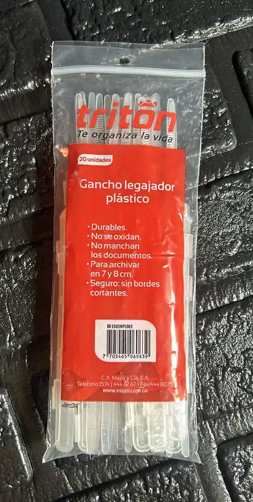 Gancho Legajador Plastico X20 Triton