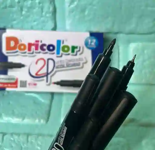 Marcador Doble Punta Negro Doricolor