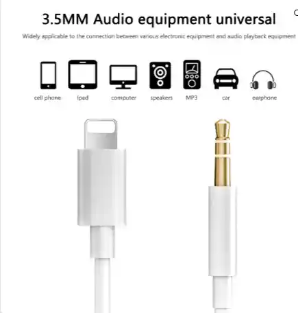 Cable Adaptador Auxiliar Audio Jack 3.5 Compatible Con Lightning Para Dispositivos Apple