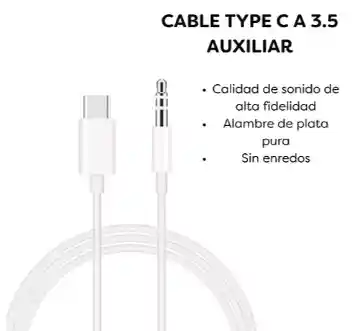 Cable Auxiliar De Audio Tipo C A Jack 3.5 De 1 Metro