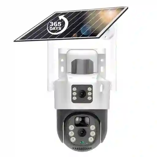Cámara De Seguridad Ptz Solar Wifi 2.4g Doble Lente 6mpx