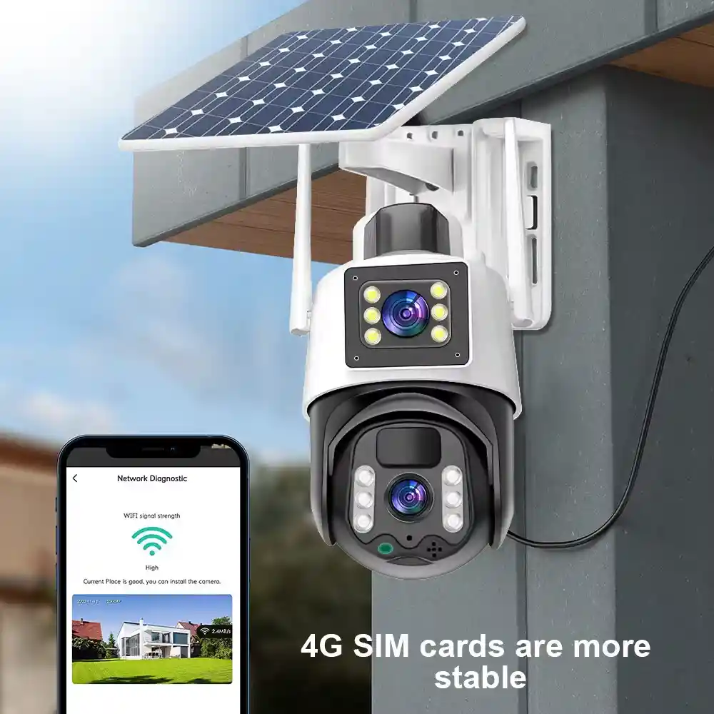 Cámara De Seguridad Ptz Solar Wifi 2.4g Doble Lente 6mpx