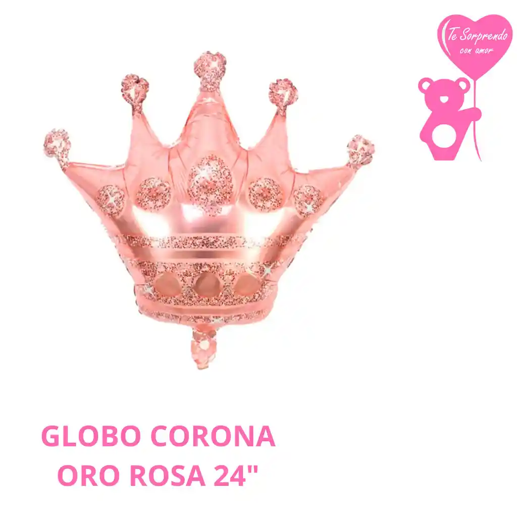 Globo Corona Oro Rosa 24"