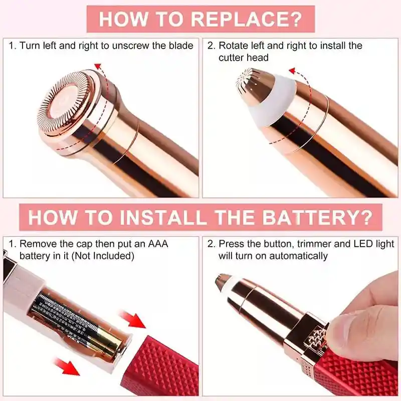 Depilador Facial 2 En 1 Recargable Lápiz Labial