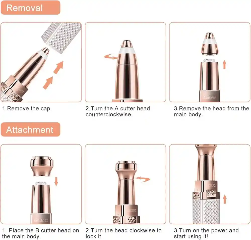 Depilador Facial 2 En 1 Recargable Lápiz Labial