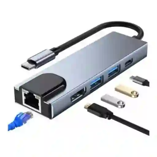 5 En 1 Usb Hub Adaptador Pd 3.0 Tipo C Hdmi 4k 5gbps