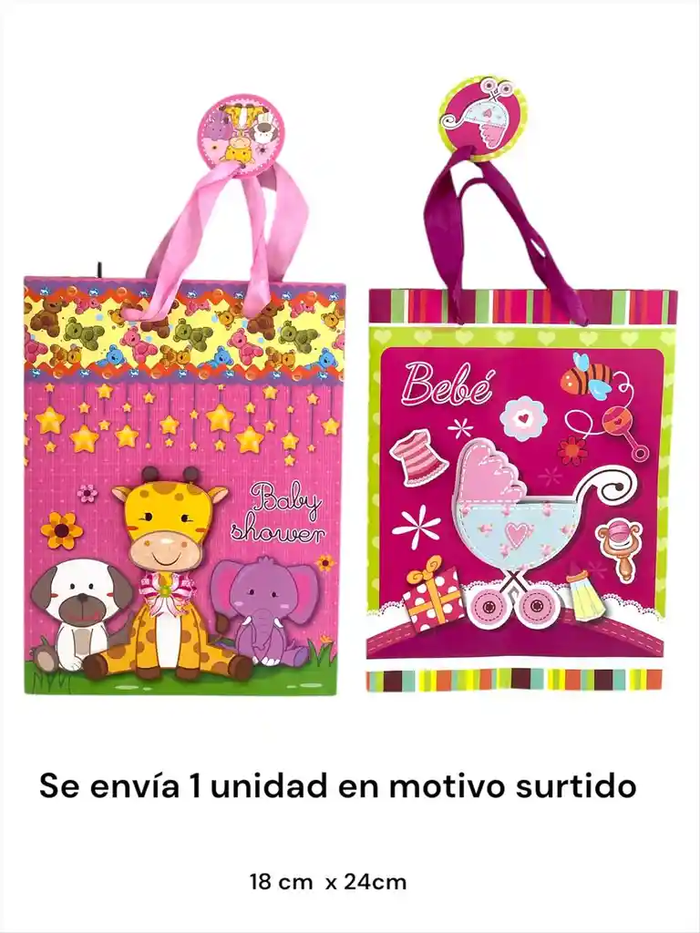 Bolsa De Regalo Mediana Baby Niña 18cm X 24cm Diseños Surtidos