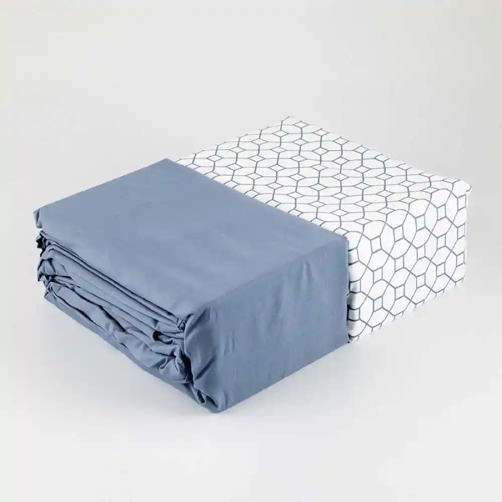 Juego Sabanas Doble Expressions Setx2 Und Basic Azul 100% Poliester