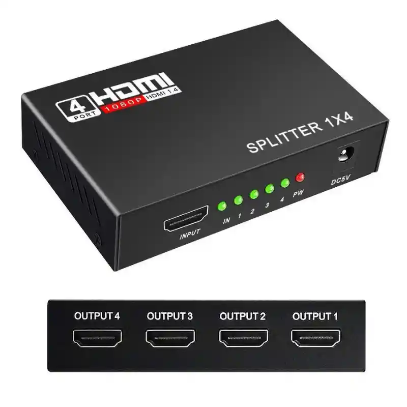 Adaptador Multiplicador 4 En 1 Out Hd 1080p 3d 1.4 Hdmi Splitter Duplicator Amplifier Switch Ac Adapter