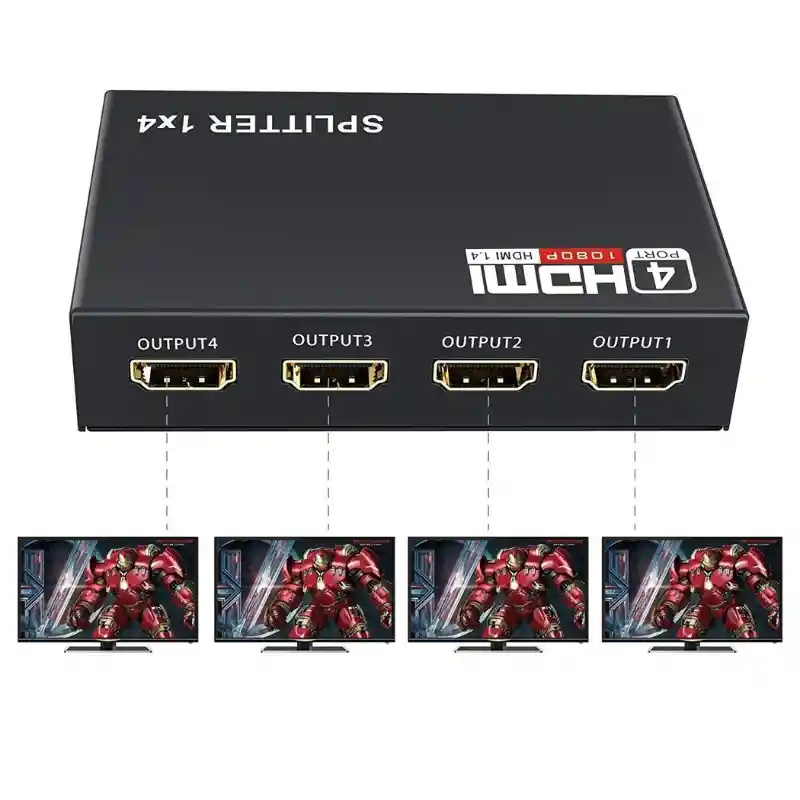 Adaptador Multiplicador 4 En 1 Out Hd 1080p 3d 1.4 Hdmi Splitter Duplicator Amplifier Switch Ac Adapter