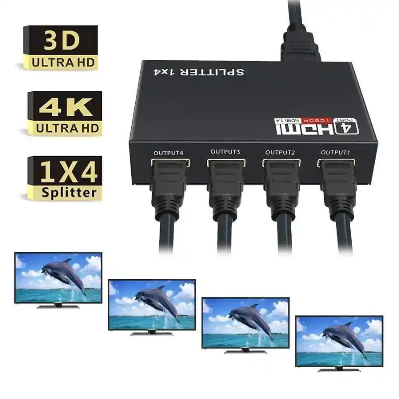 Adaptador Multiplicador 4 En 1 Out Hd 1080p 3d 1.4 Hdmi Splitter Duplicator Amplifier Switch Ac Adapter