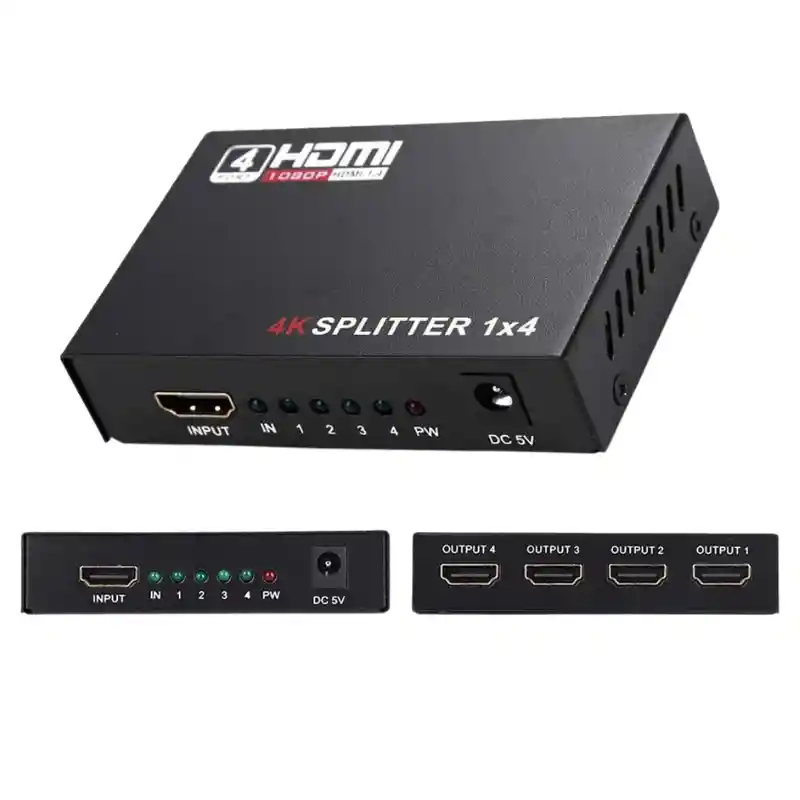 Adaptador Multiplicador 4 En 1 Out Hd 1080p 3d 1.4 Hdmi Splitter Duplicator Amplifier Switch Ac Adapter
