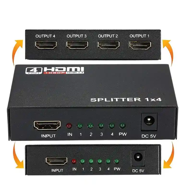 Adaptador Multiplicador 4 En 1 Out Hd 1080p 3d 1.4 Hdmi Splitter Duplicator Amplifier Switch Ac Adapter
