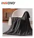 Cobija Cubre Cama Doble Faz Manta Ovejera Terciopelo 180x240 Cm Negro Innovo Home