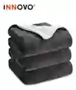 Cobija Cubre Cama Doble Faz Manta Ovejera Terciopelo 180x240 Cm Negro Innovo Home