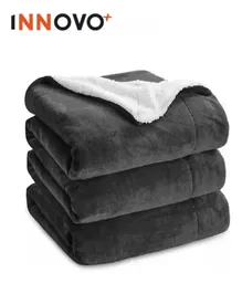 Cobija Cubre Cama Doble Faz Manta Ovejera Terciopelo 180x240 Cm Negro Innovo Home