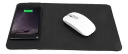 Mouse Pad Con Cargador Inalambrico Inductiva Para Celular Elegante Cuero Color Negro