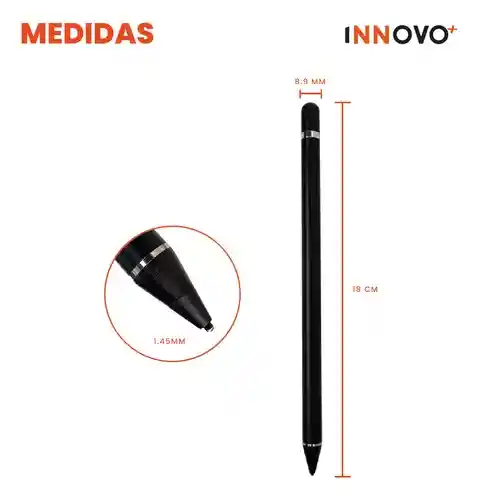 Lápiz Óptico Stylus Pencil Recargable Para Tablet Celulares Hasta 15 Hr Black Edition Innovo