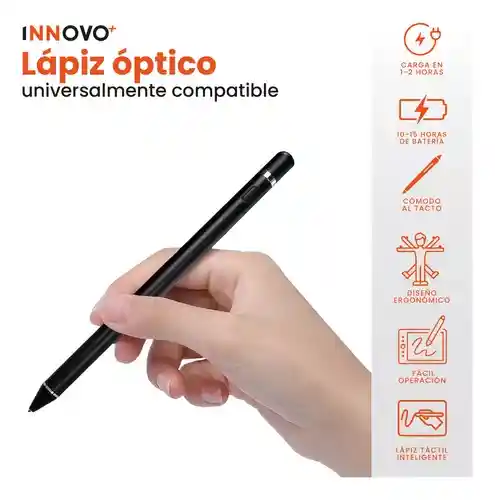 Lápiz Óptico Stylus Pencil Recargable Para Tablet Celulares Hasta 15 Hr Black Edition Innovo