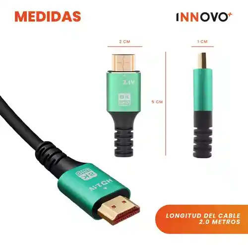 Cable Hdmi 8k 4k Alta Velocidad 48gbps 5 Metros Innovo