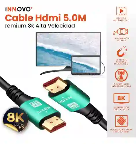 Cable Hdmi 8k 4k Alta Velocidad 48gbps 5 Metros Innovo