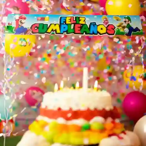 Letrero Feliz Cumpleaños Super Mario Bros Luigi
