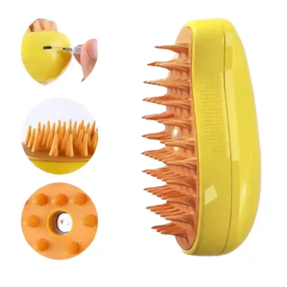 Cepillo De Vapor Para Mascotas Verde Y Amarillo