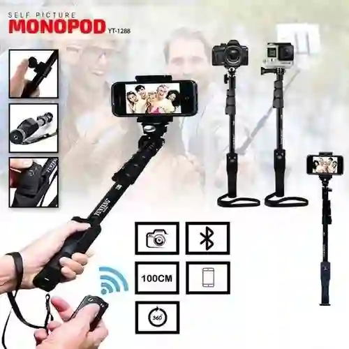 Baston Palo Selfies Monopod 1288 Para Camaras Y Celulares / Palo Selfie Monopod + Control Bluetooth