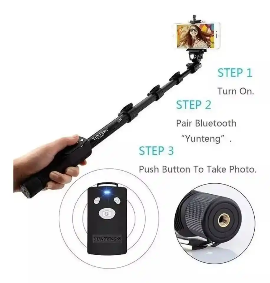 Baston Palo Selfies Monopod 1288 Para Camaras Y Celulares / Palo Selfie Monopod + Control Bluetooth