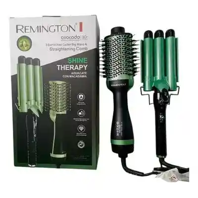 Combo Set Cepillo Secador + Plancha Ondas De Sirena Tres Tubos Ondulado