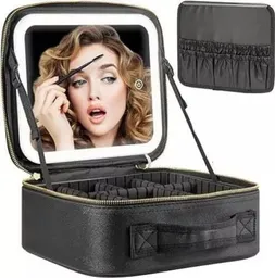 Cosmetiquero Joyero Grande Con Espejo Luz Led Portatil Recargable