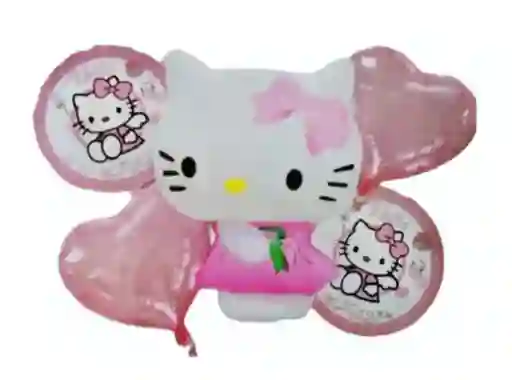 Bouquet 5 Globos Hello Kitty Rosa