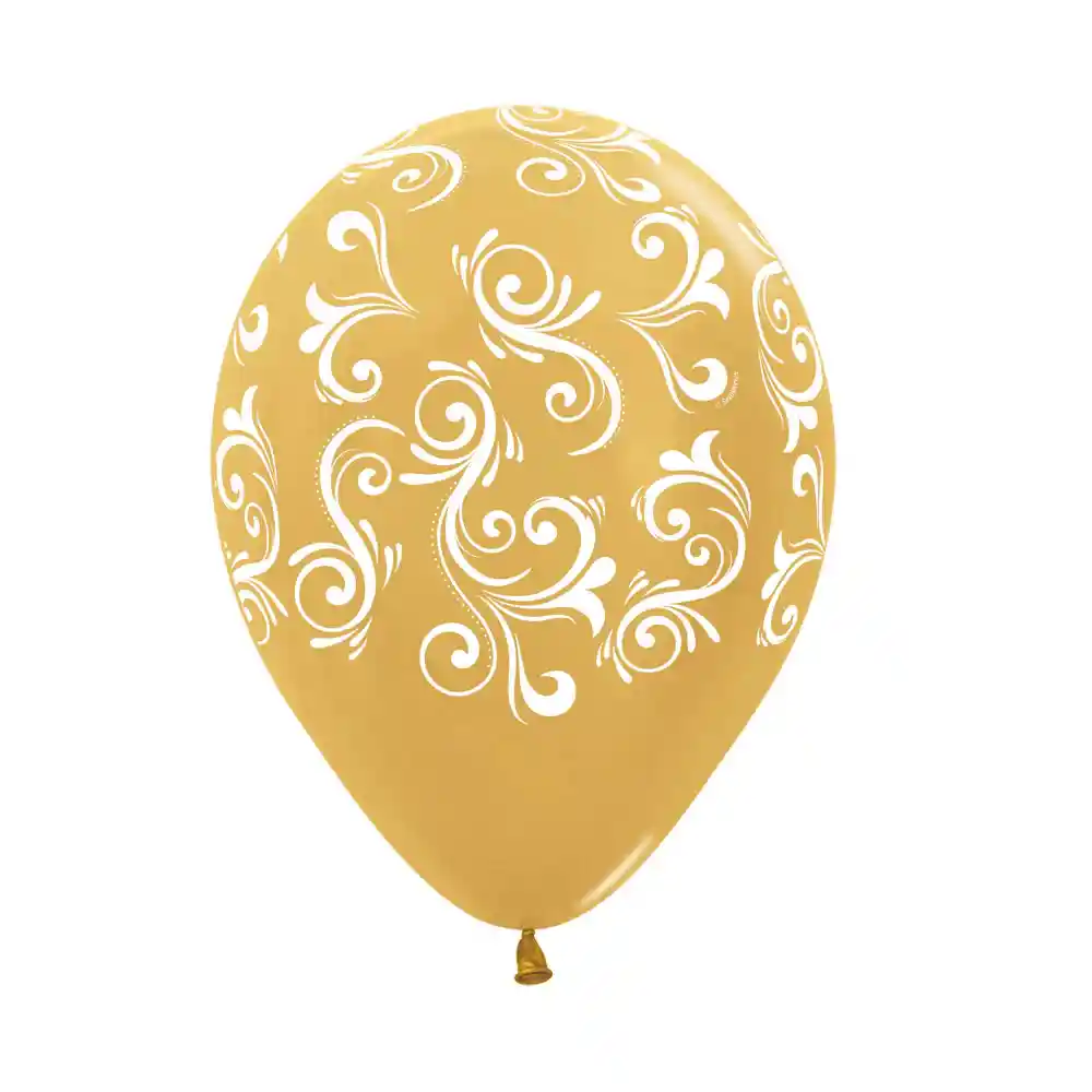 Globos R12 Filigree Metal Dorado X 12 Und