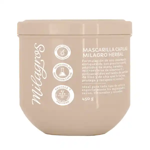 Mascarilla Capilar Milagro Herbal Milagros X 450g