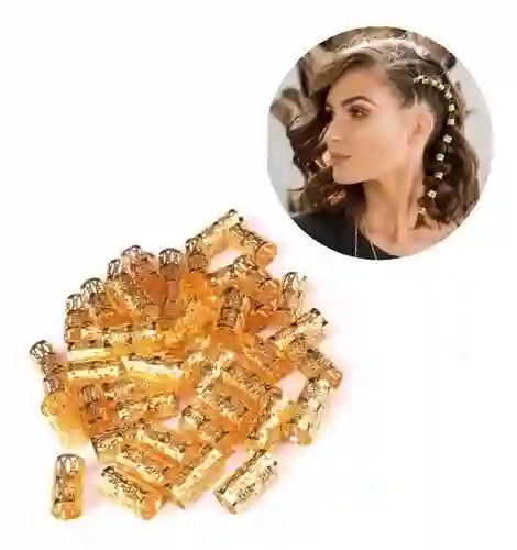 Chaquiras O Abrazaderas Metalicas Para El Cabello X 10 Doradas