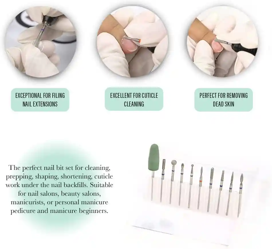 Estuche Completo De Puntas Manicure Ruso Para Drill Kit Profesional