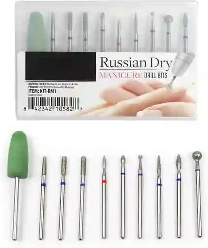 Estuche Completo De Puntas Manicure Ruso Para Drill Kit Profesional