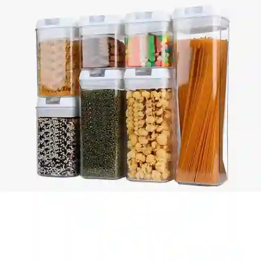 Organizador De Alimentos 7 Pcs Tapa Blanca