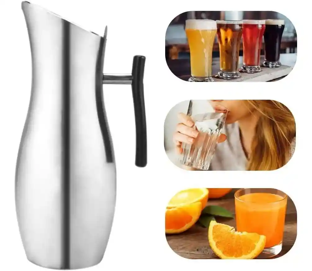 Jarra De Agua, Jugo De Acero Inoxidable Con Forma De Tambor