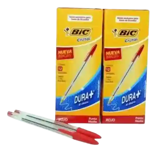 Caja De Esfero Bic X 12 Und Rojo
