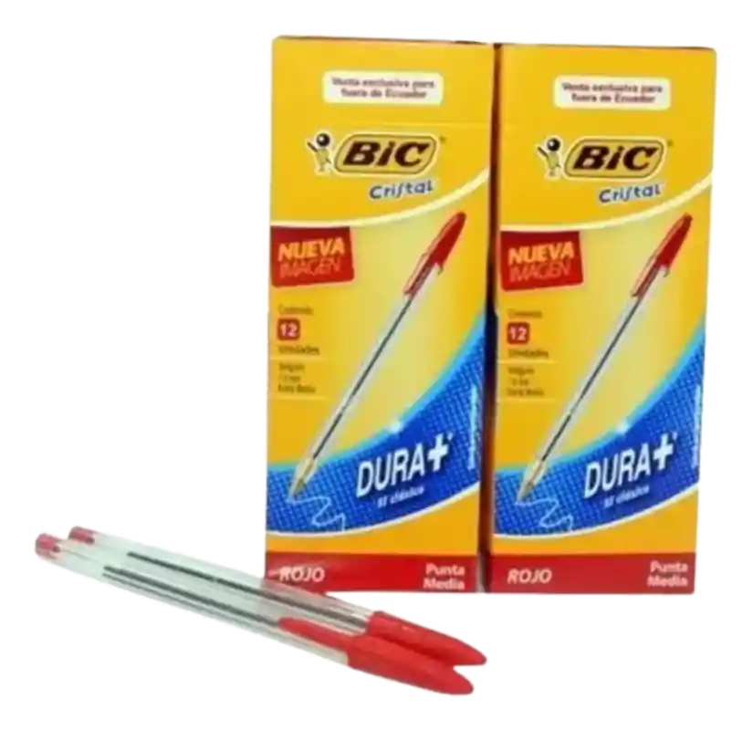 Caja De Esfero Bic X 12 Und Rojo