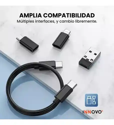 Kit Data Para Viajes Adaptador Carga Celulares Universal Usb Multiconector Cable 60w