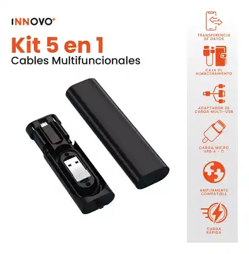 Kit Data Para Viajes Adaptador Carga Celulares Universal Usb Multiconector Cable 60w