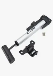 Inflador De Bicicleta Beto Aluminio Indicador Bomba De Mano Color Plateado