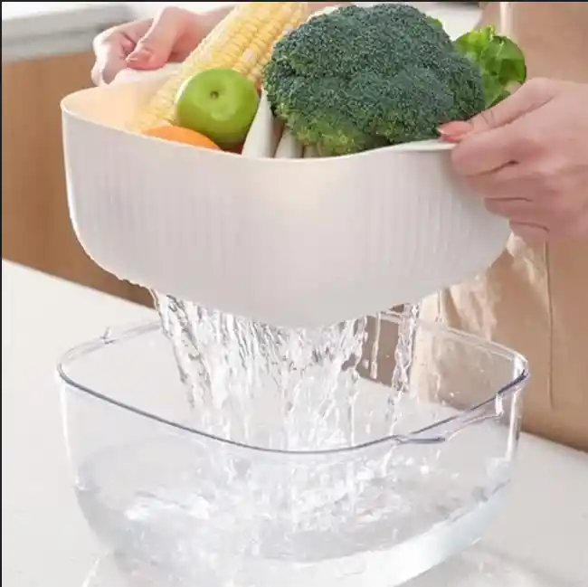 Cesta Con Escurridor Para Alimentos Tazon De Cocina Con Drenaje