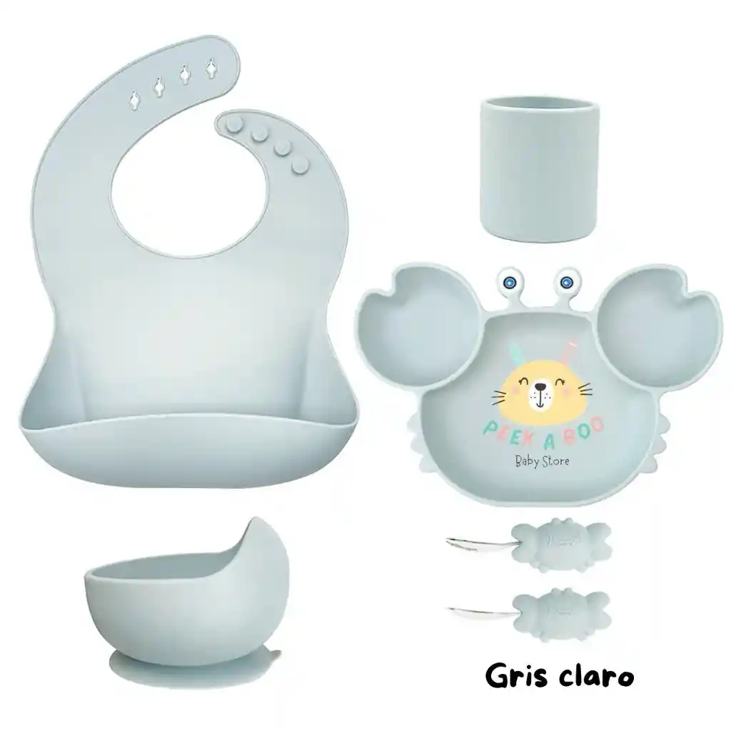Set De Alimentación Complementaria Cangrejo Gris Claro
