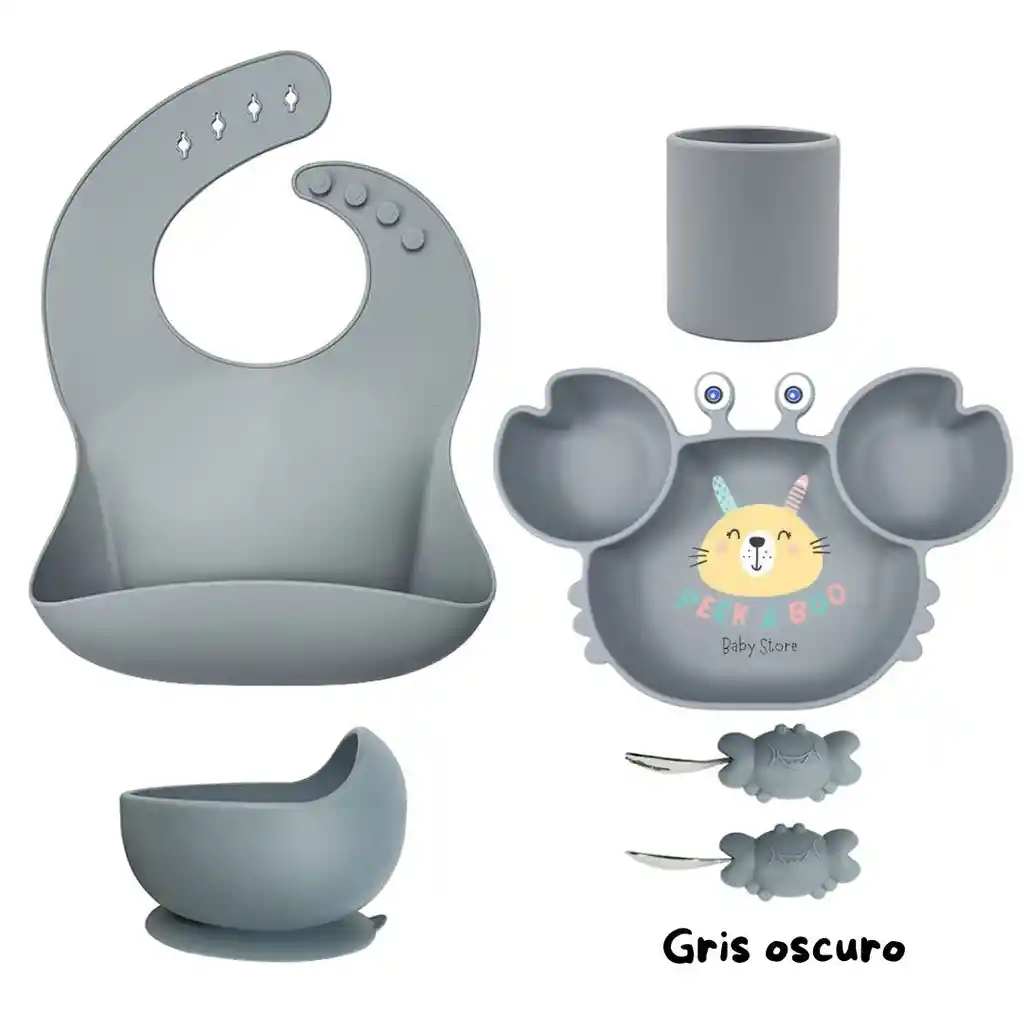 Set De Alimentación Complementaria Cangrejo Gris Oscuro