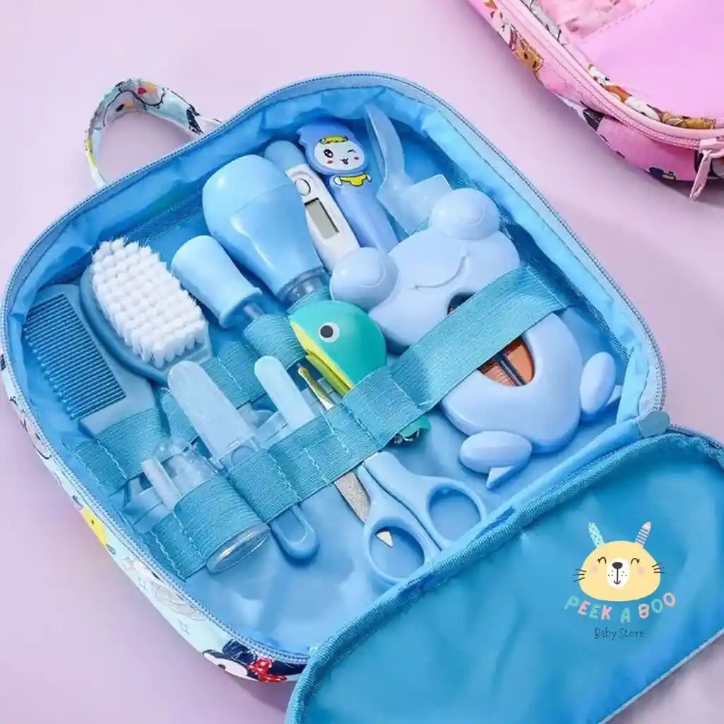 Kit De Aseo + Limadora De Uñas Para Bebé Recién Nacido Completo Nuevo Azul