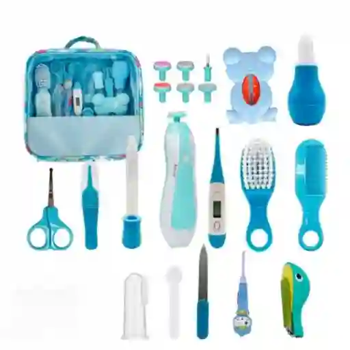 Kit De Aseo + Limadora De Uñas Para Bebé Recién Nacido Completo Nuevo Azul