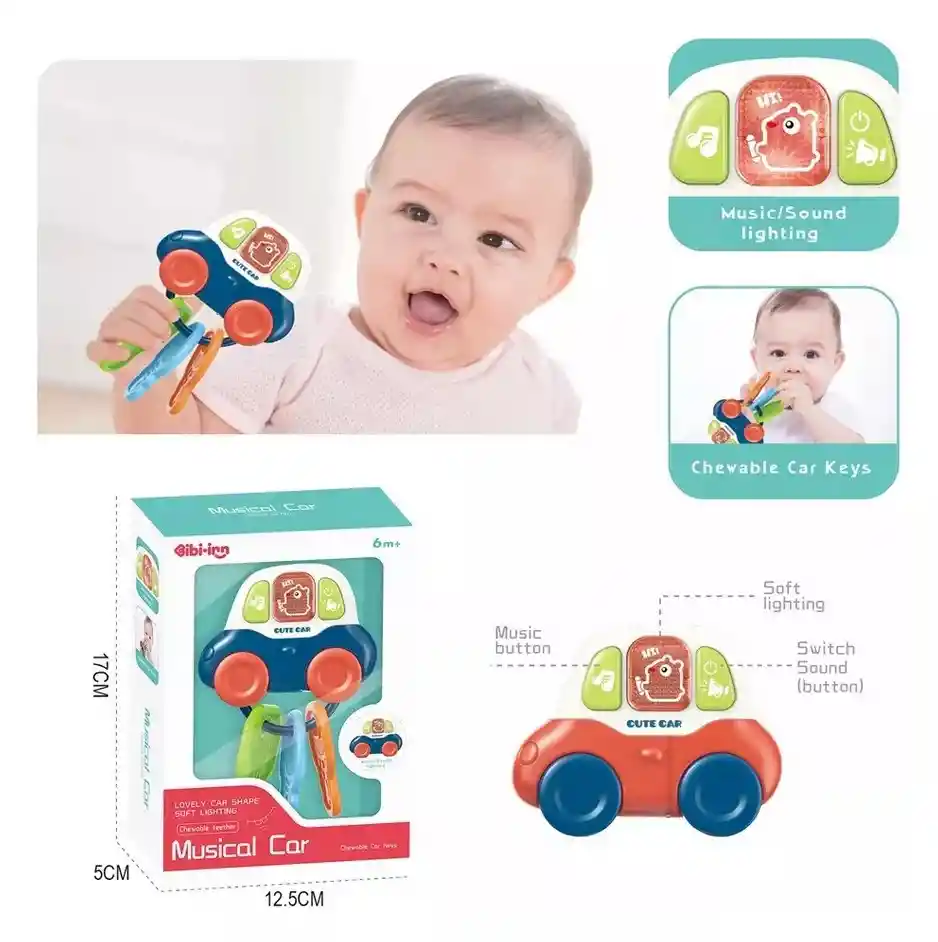 Juguete Sensorial, Sonajero Carro Llavero Con Luces Y Sonido